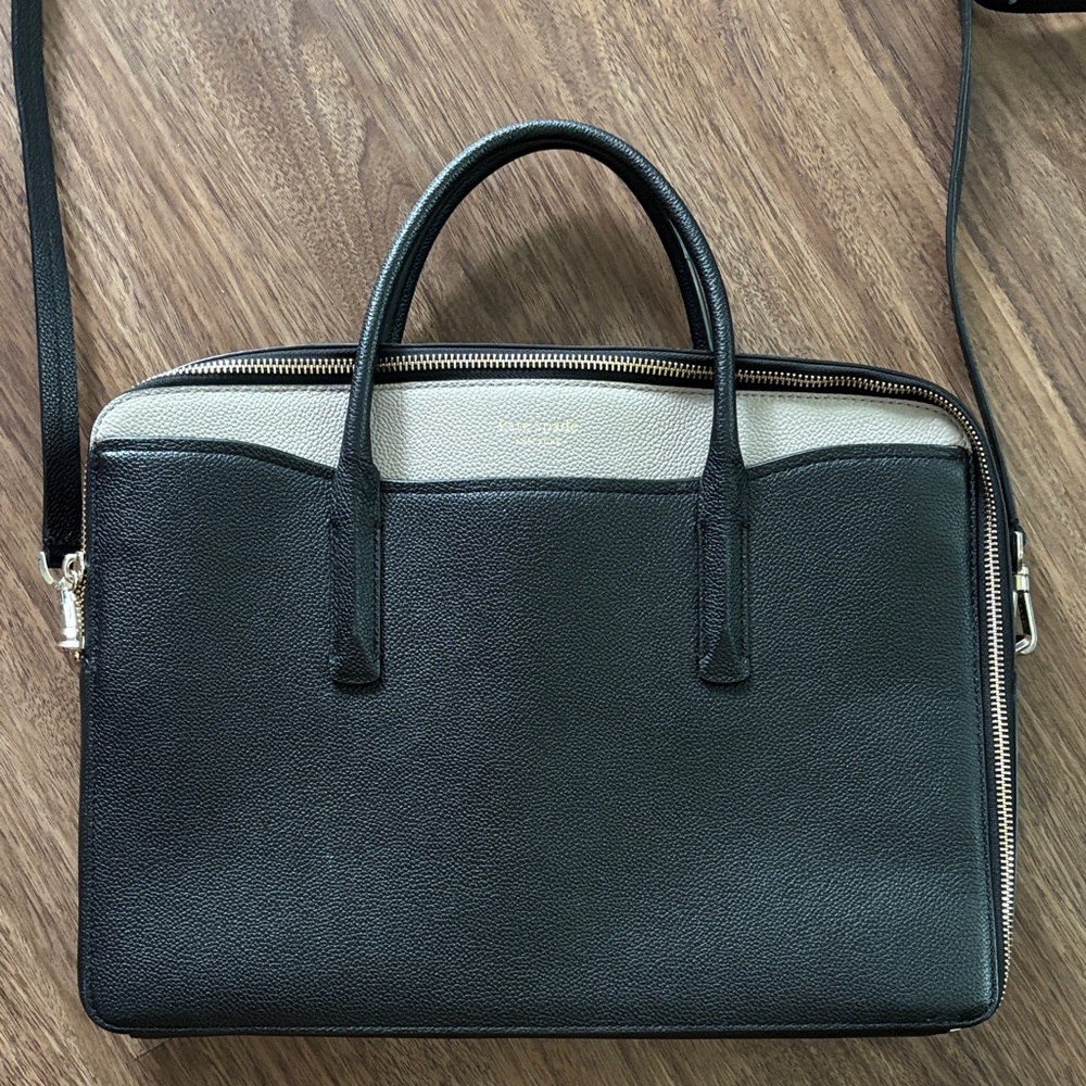 Kate Spade Laptop Case Black and Cream Handbag with Shoulder Strap - Picture 2 of 9